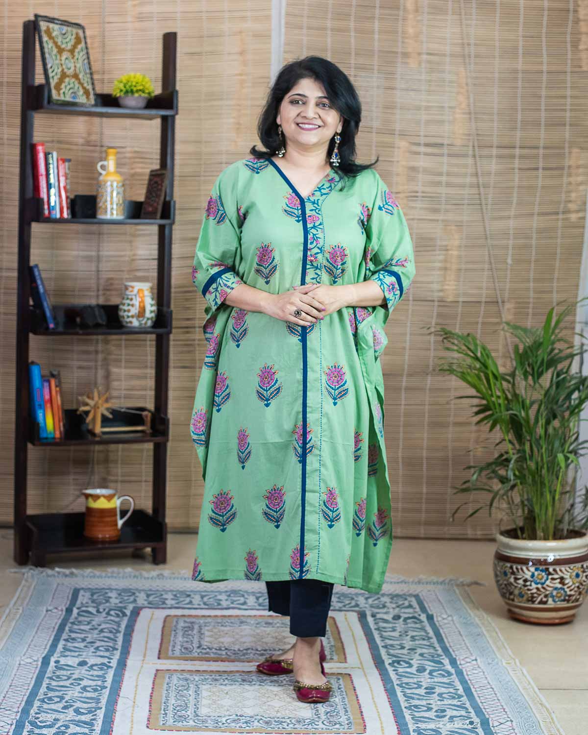 Promotional Offer: Soft cotton hand block printed Kaftan