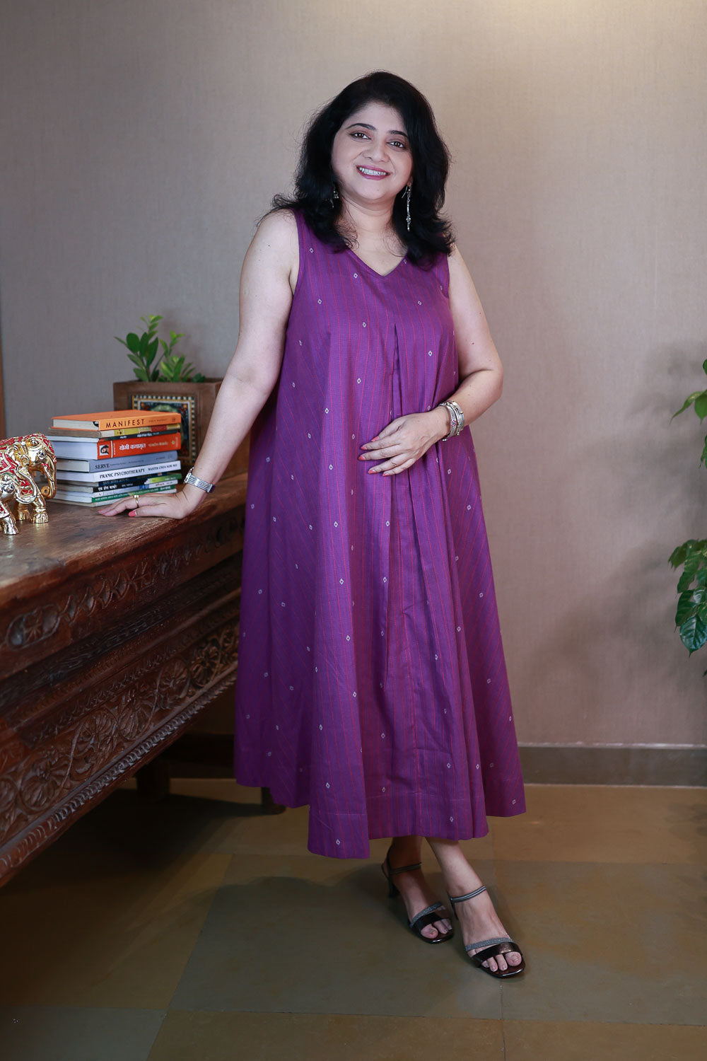 Purple sleeveless Long Dress