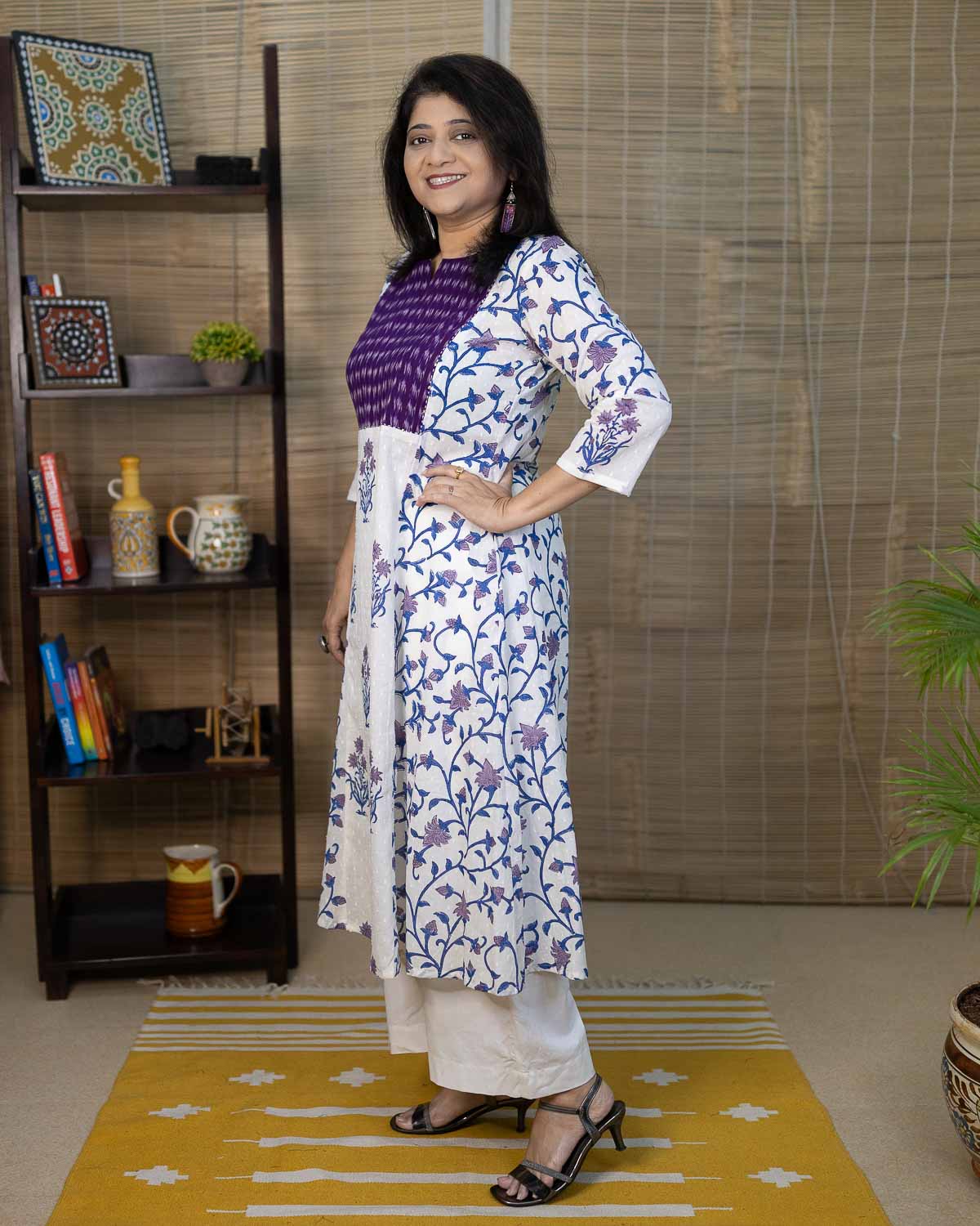 Dobby Mughal butta with excusive ikkat Dress