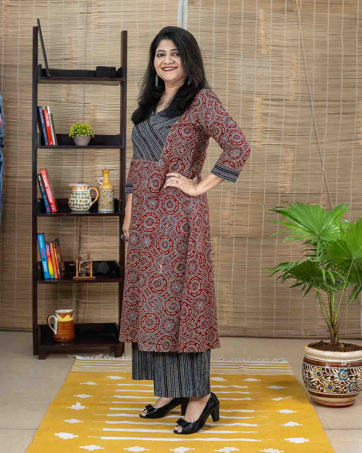 Red ajrakh handblock printed Dress/kurta