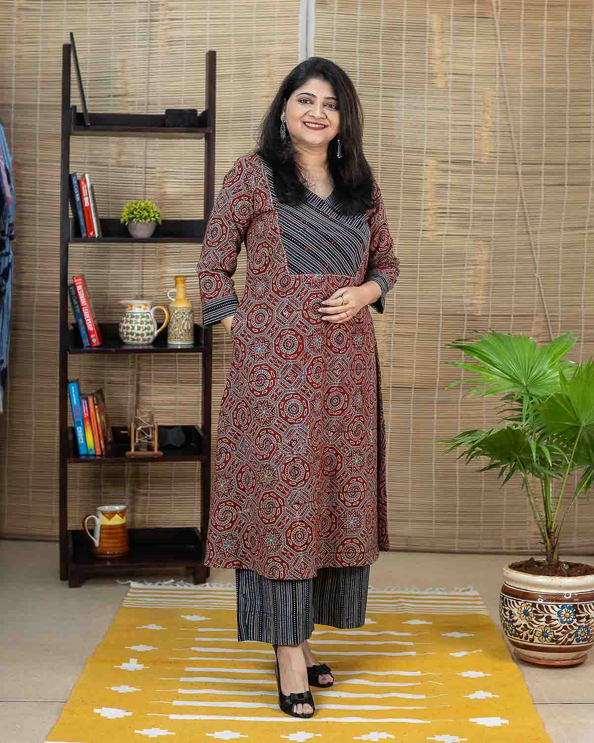 Red ajrakh handblock printed Dress/kurta for women – Rush Me Fashions Pune