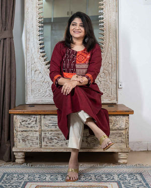 Exclusive sambalpur ikkat with Zari & bandhej Kurta for women – Rush Me Fashions Pune