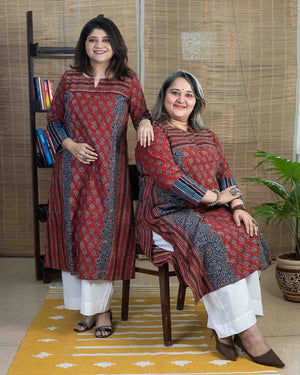 Ajrakh Hand block printed inhouse designed Dress Rush Me Fashions