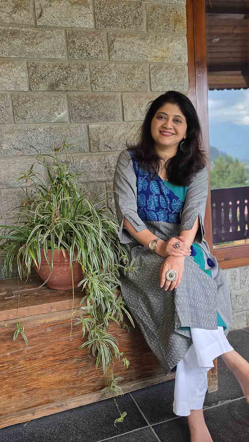 Hand woven Sambalpur & Telangana Ikkat Dress - Gray Blue
