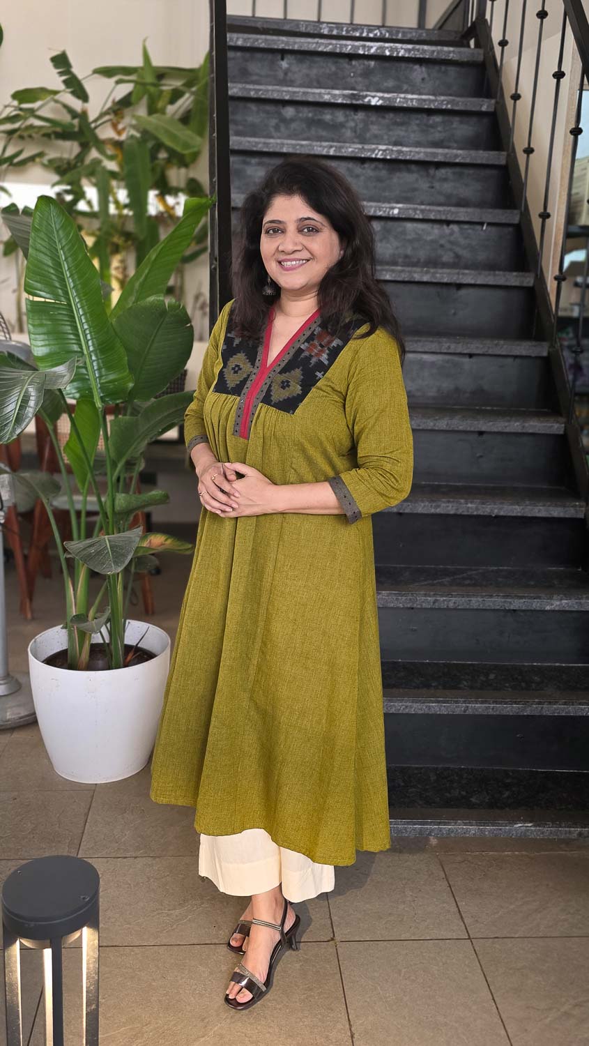 Green Telia Exclusive Ikkat dress cum kurta