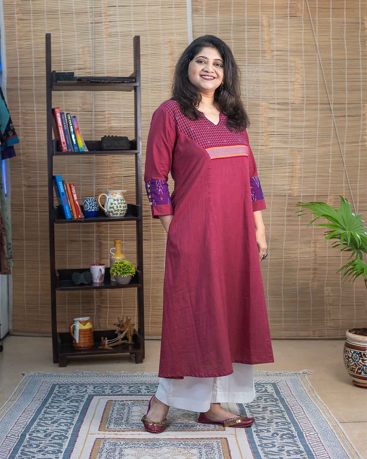 Exclusive Ikkat & Ilkal embroidered Kurta/ Dress