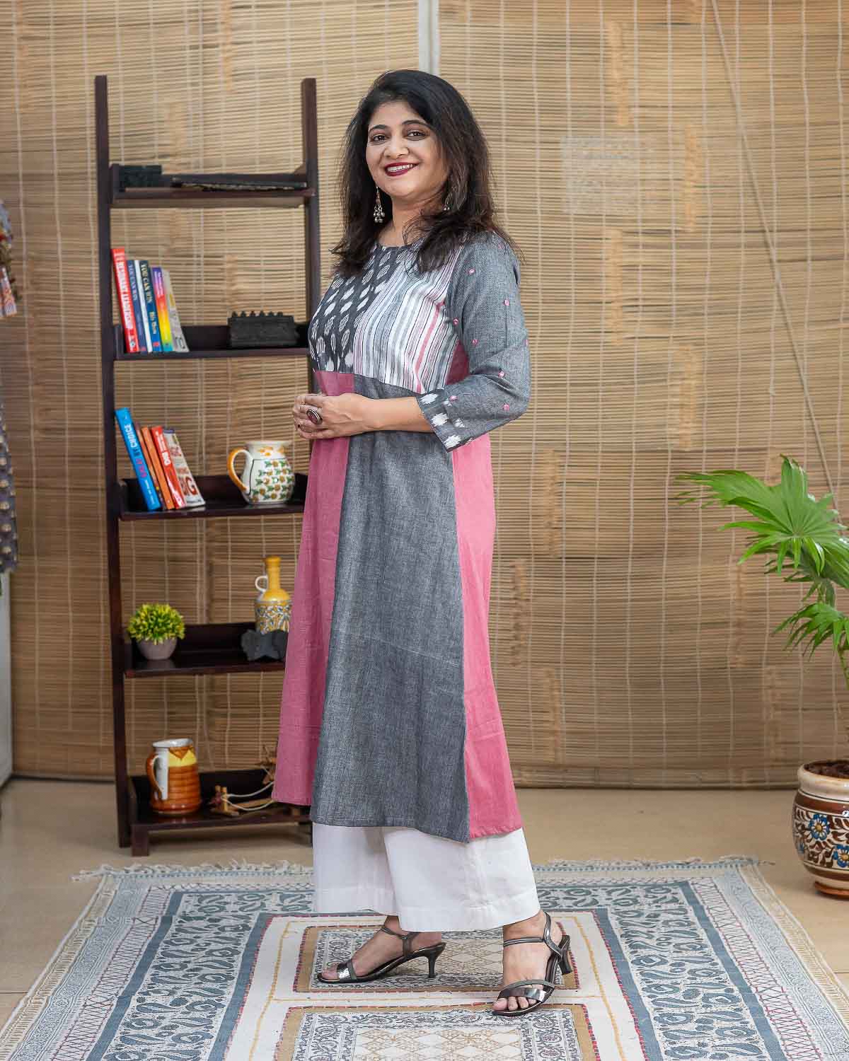 Pink, Gray exclusive ikkat Dress