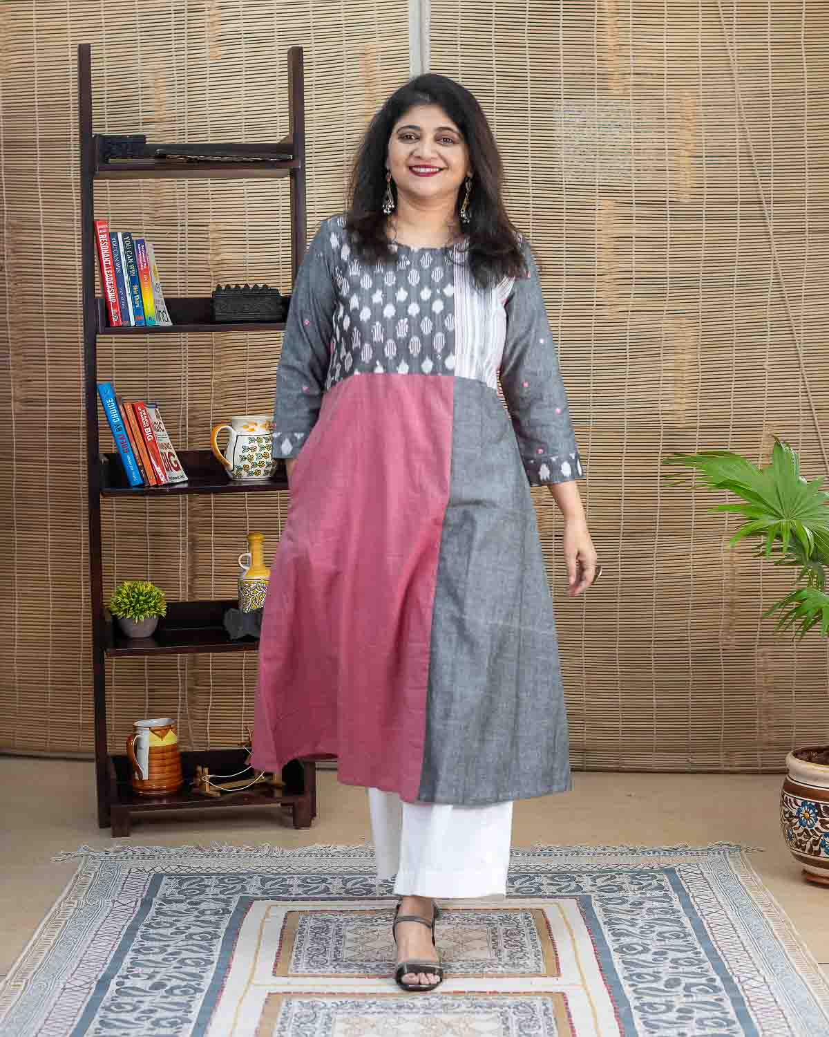 Pink, Gray exclusive ikkat Dress