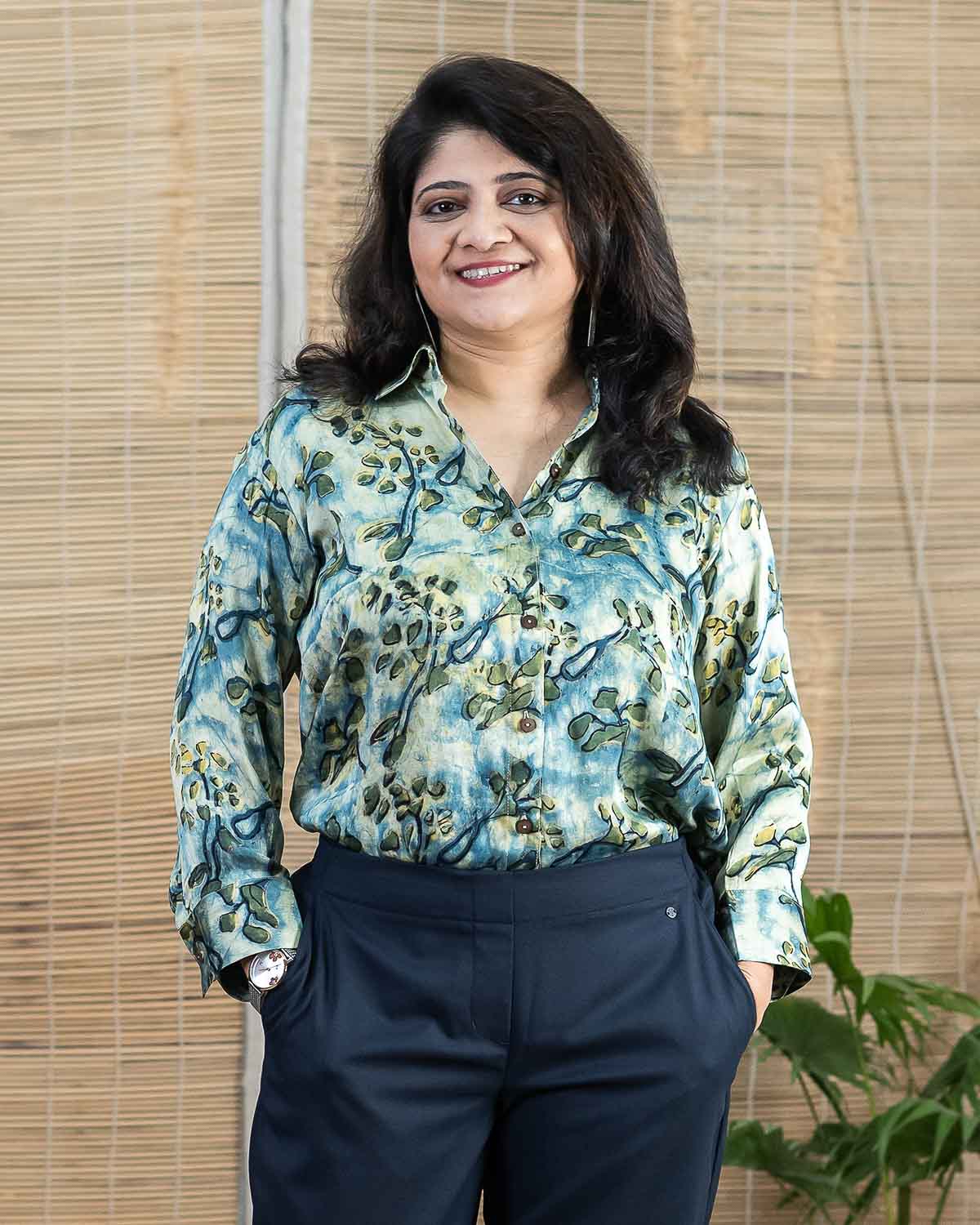 Formal Wear Green/Blue Modal shirt