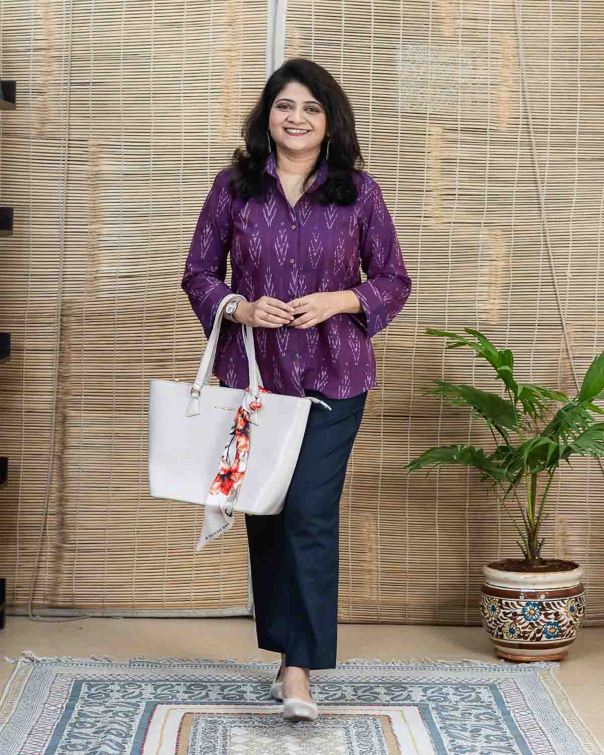 Formal Wear Ikkat Magenta shirt