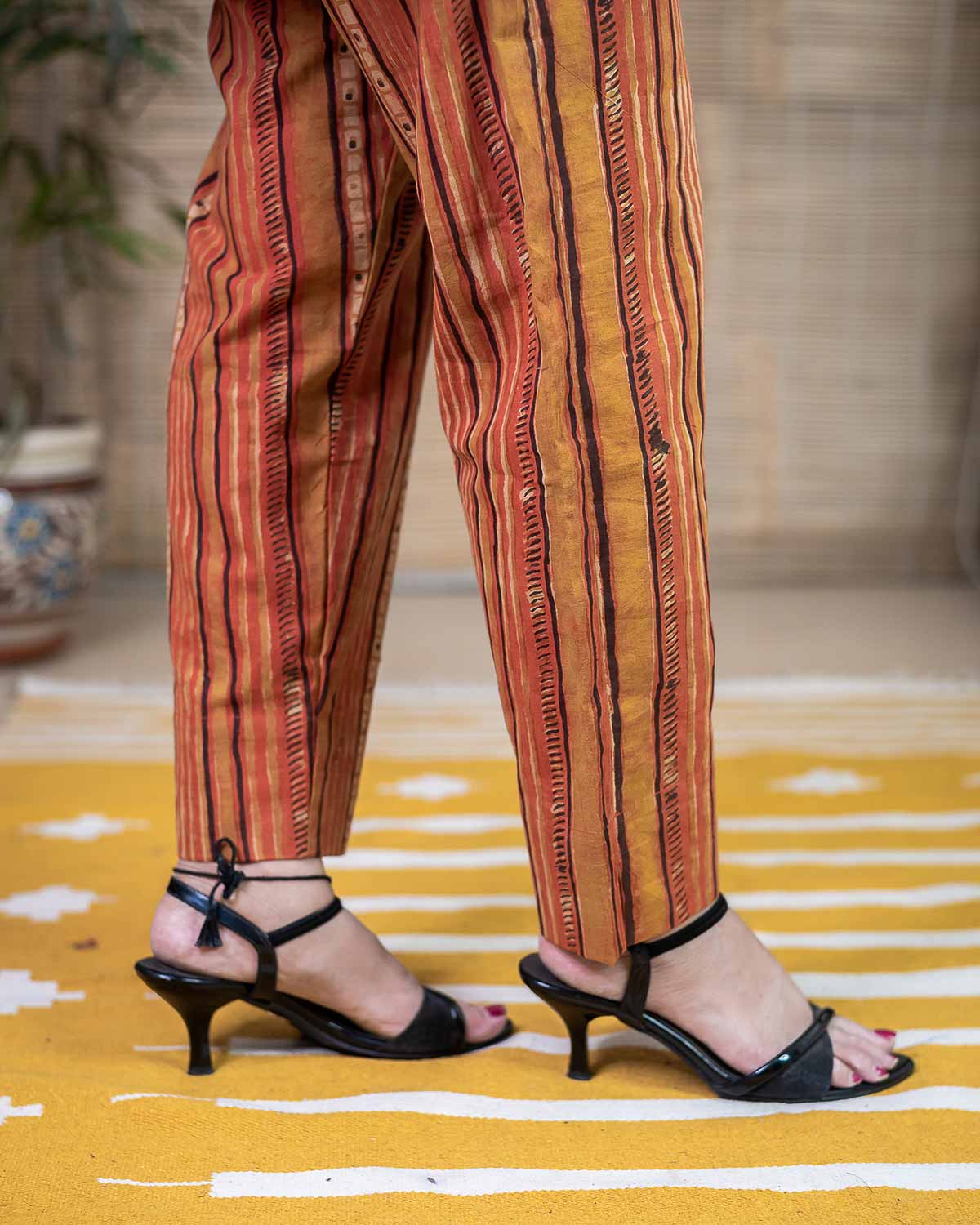 Peach vanaspati block printed trouser