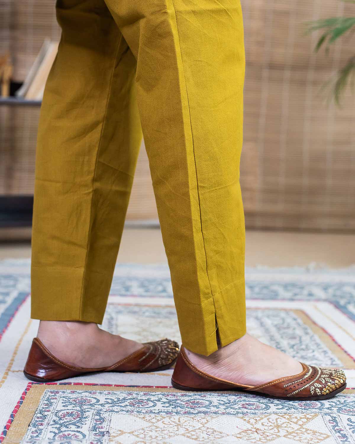Mustard yellow Ikkat bottom wear