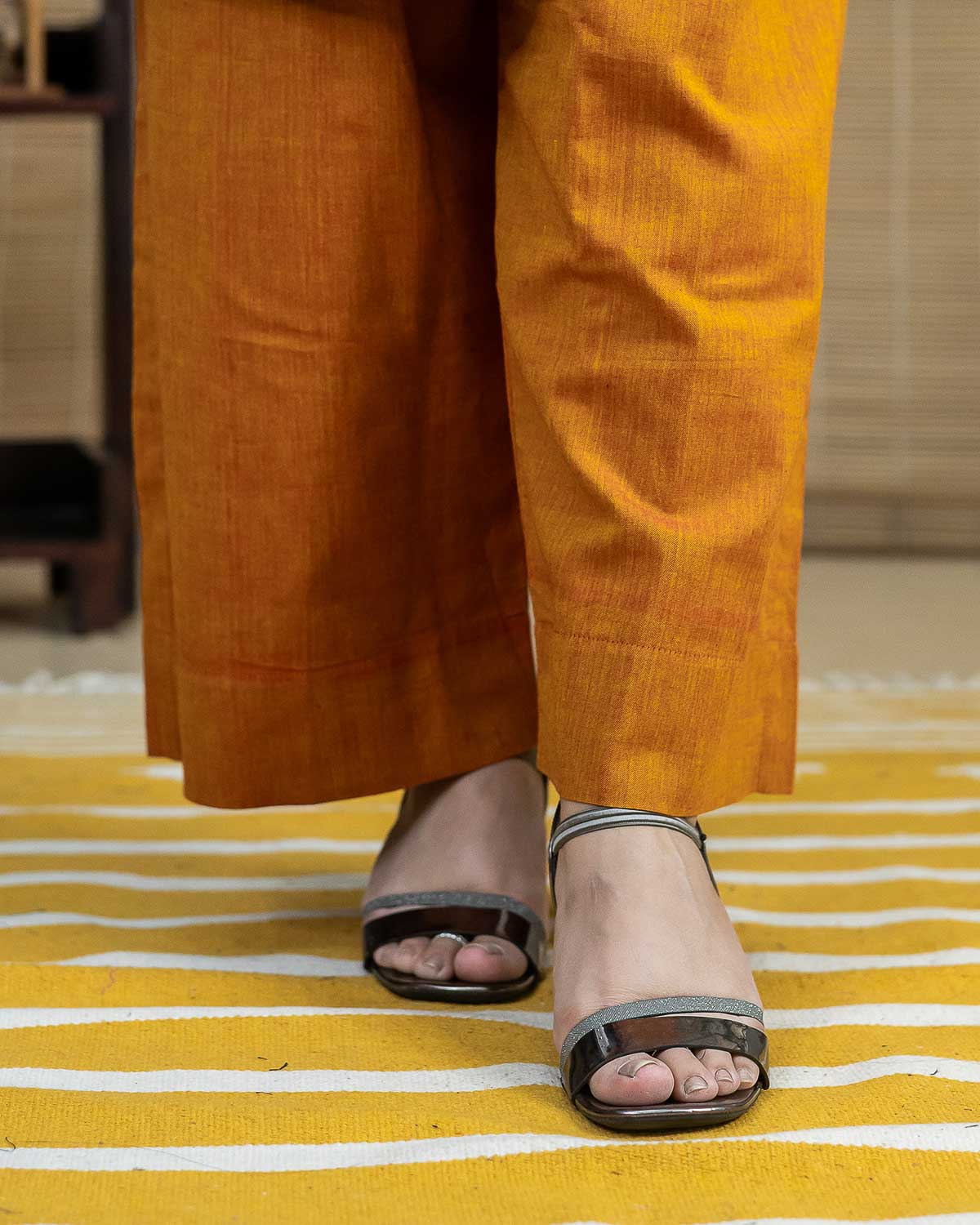 Mustard ikkat cotton Pallazzo for women – Rush Me Fashions Pune