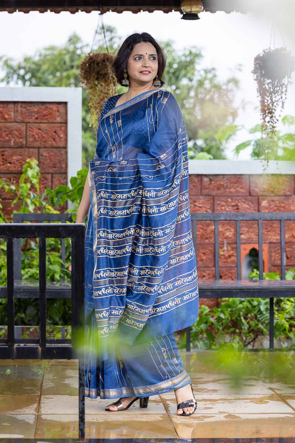 Bandish Chanderi blue Saree