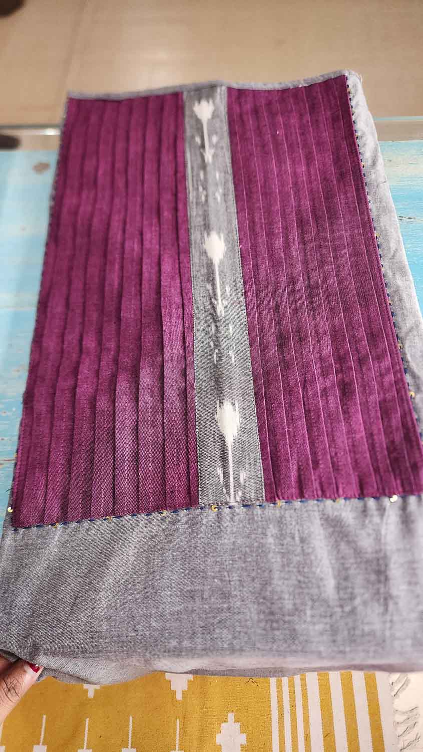 Exclusive gray blue Ikkat dupatta with Patterned kurta fabric