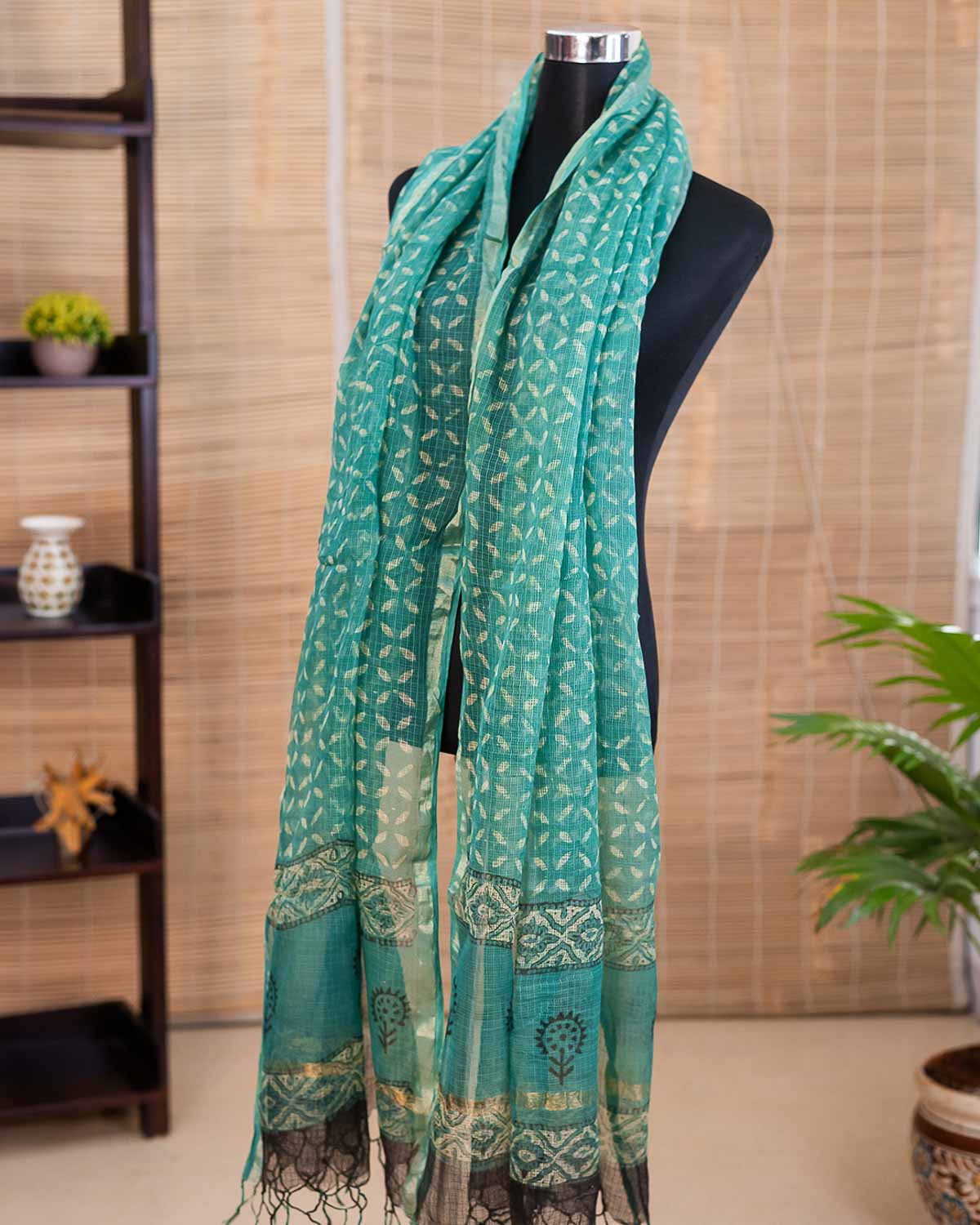 Rama green Kota Doria Signature dupatta