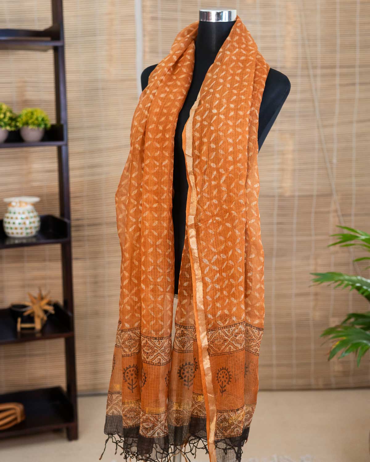 Light Orange Kota Doria Signature dupatta