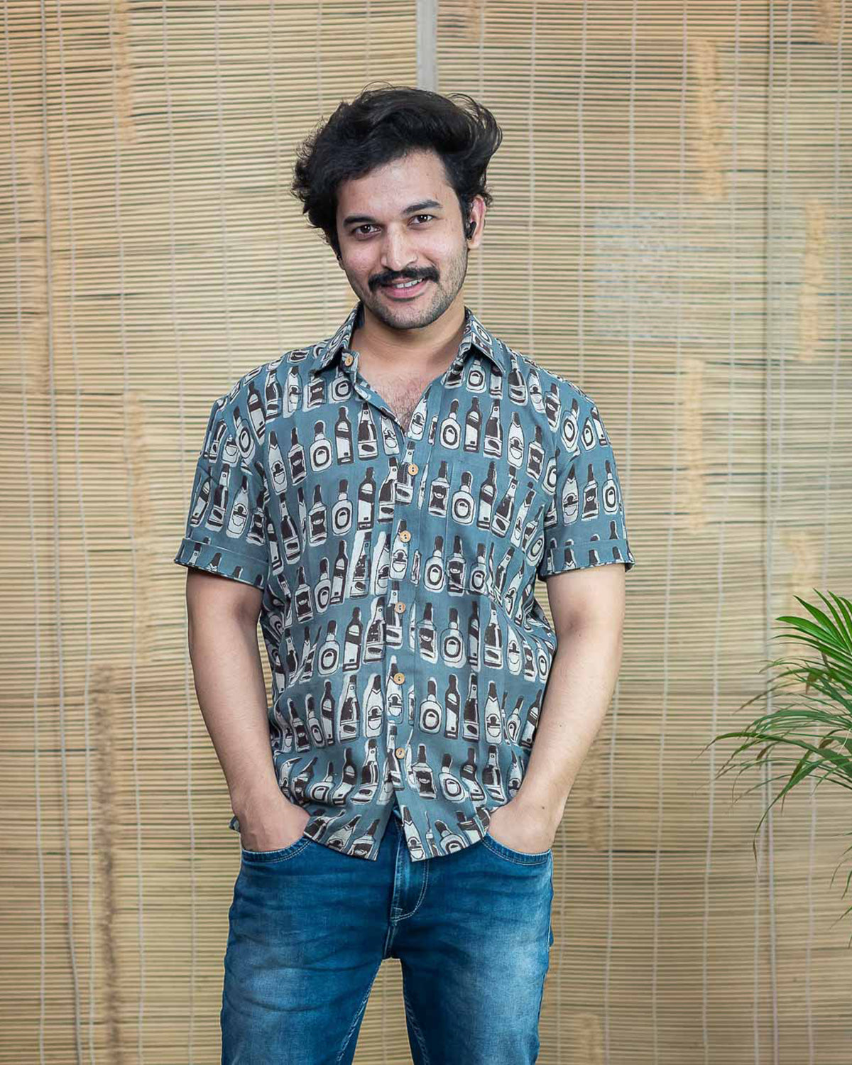 Gray Bottles Print Shirt - Signature collection