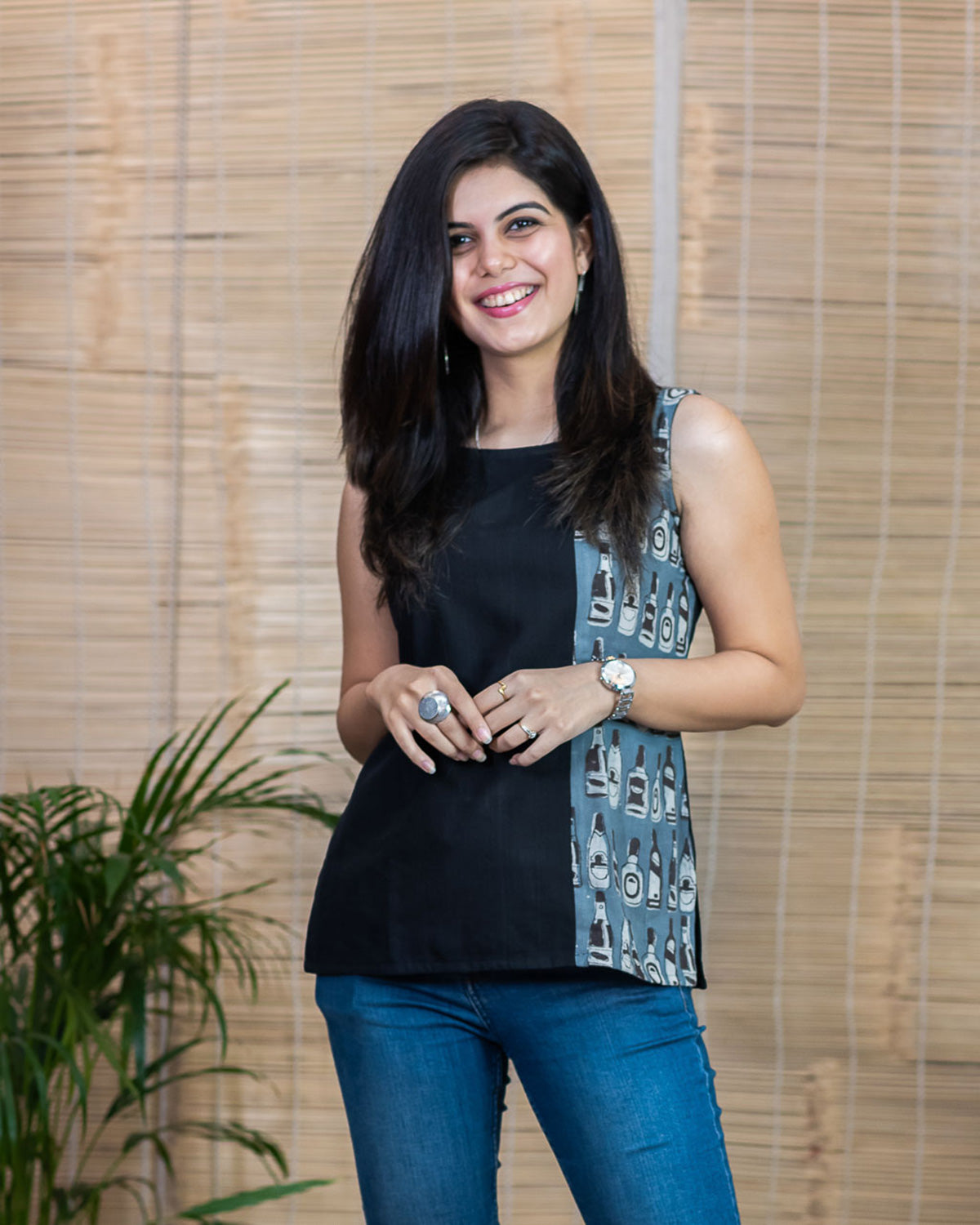 Gray Bottles Short Kurta - Sleeveless