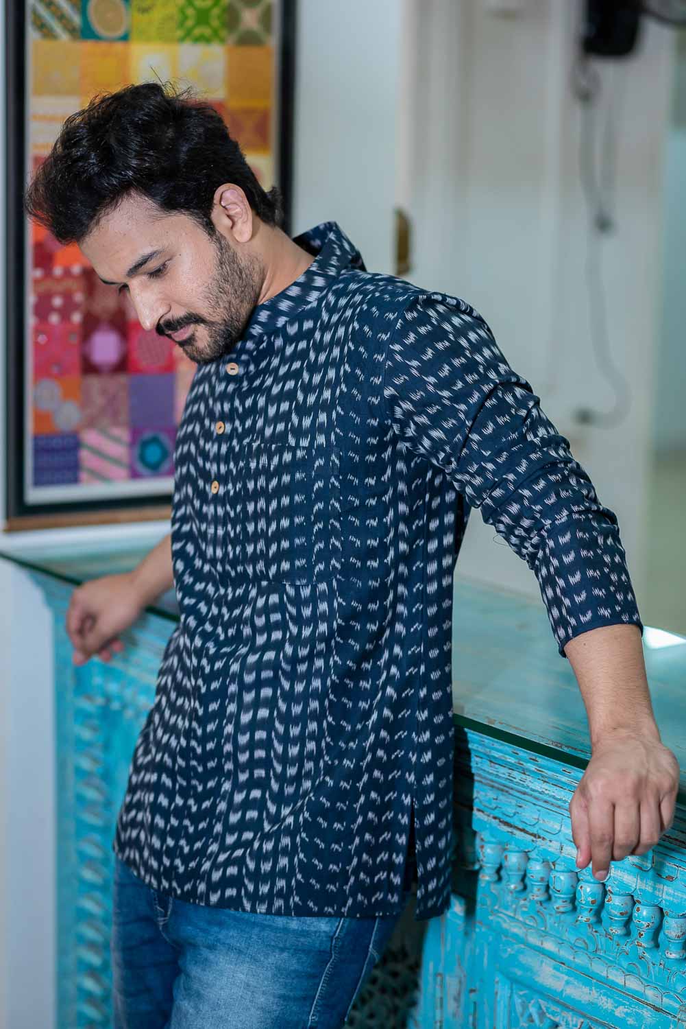 Navy Blue Short Kurta