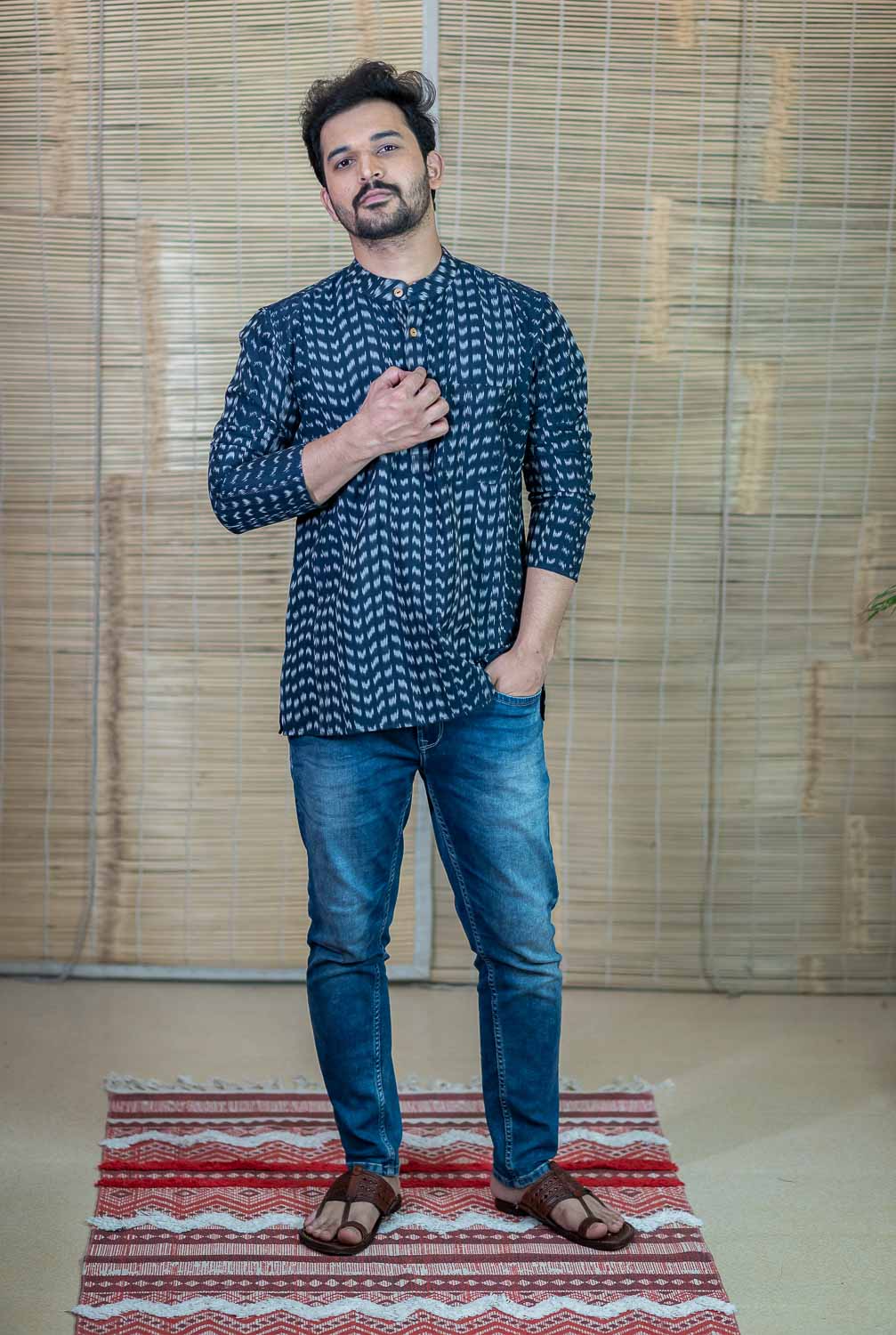 Navy Blue Short Kurta