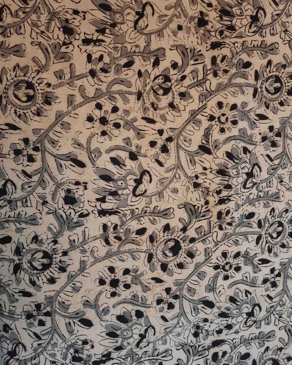 Cream-Black Kalamkari Fabric