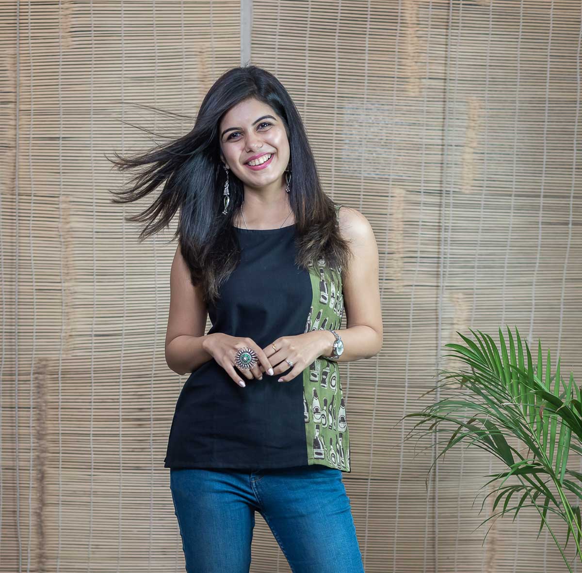 Green Bottles Short Kurta - sleeveless