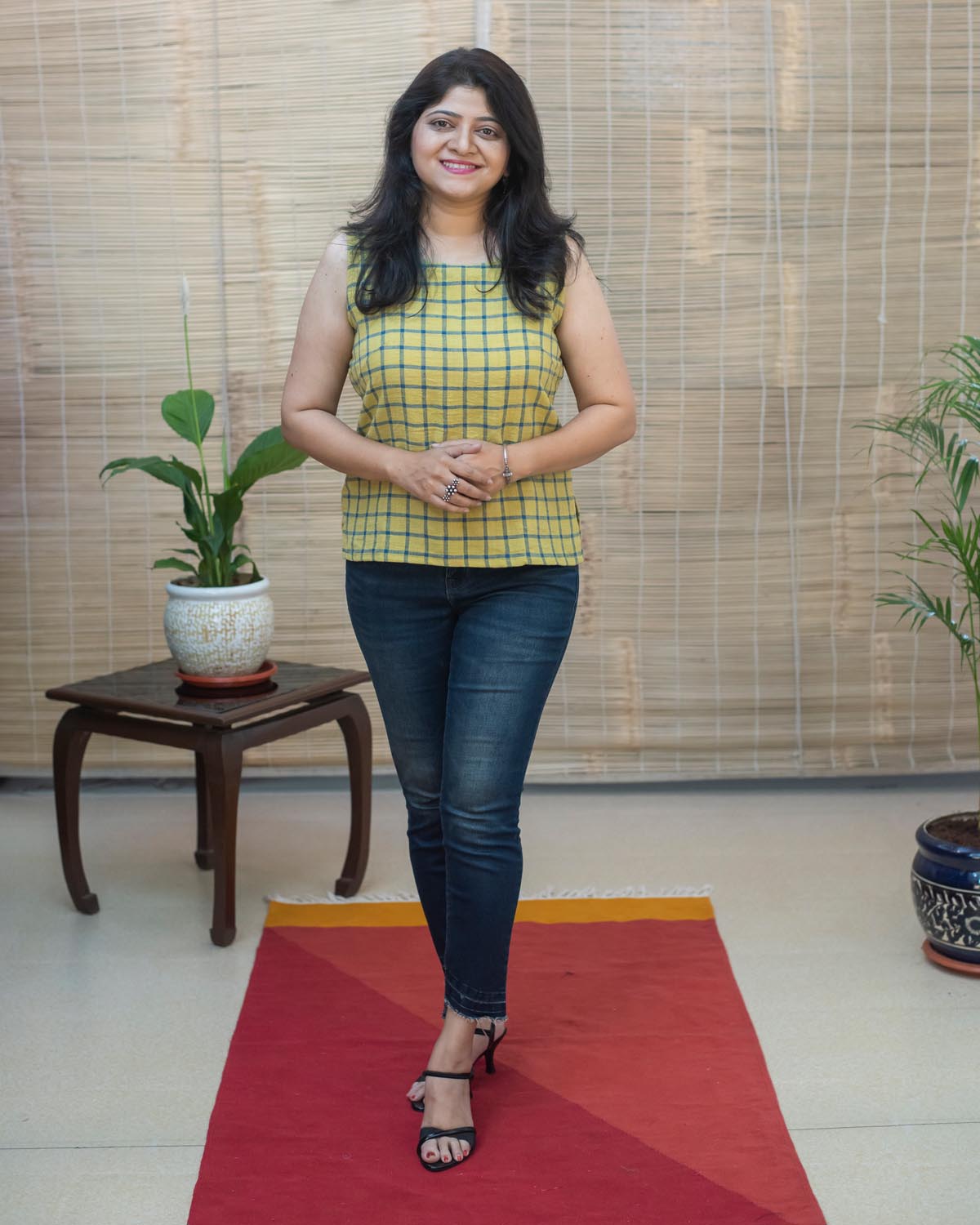 Mustard Yellow Kala Cotton Sleeveless Short Top