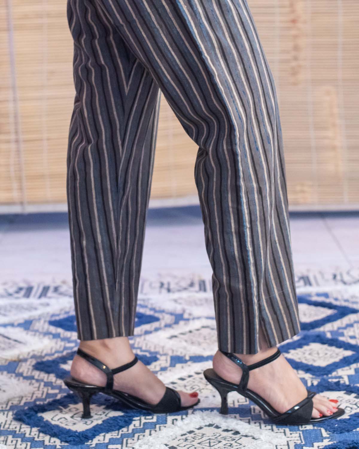 Gray Striped Ajrakh Trouser