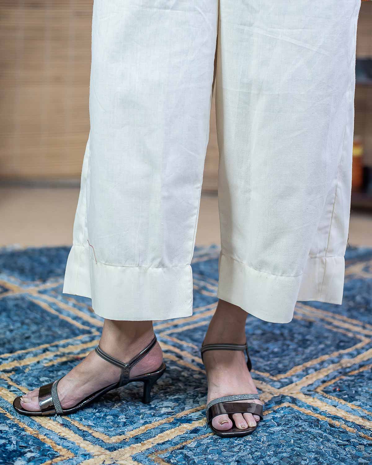 Cream ikkat cotton Pallazzo