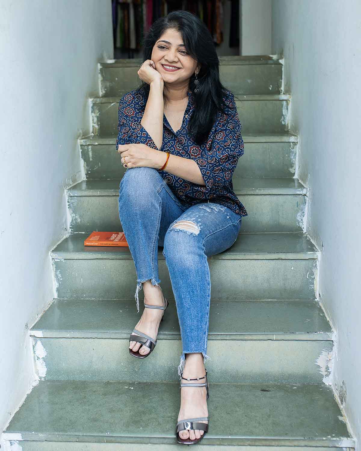 Indigo Ajrakh short kurta - Relaxed fit