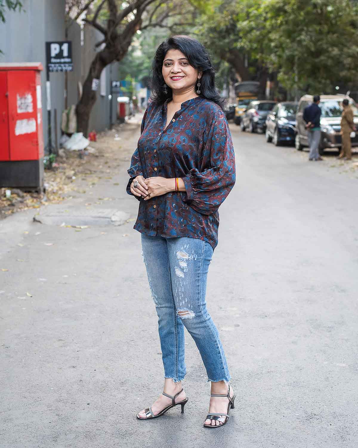 Modal silk Maroon Indigo Short Kurta - comfort fit
