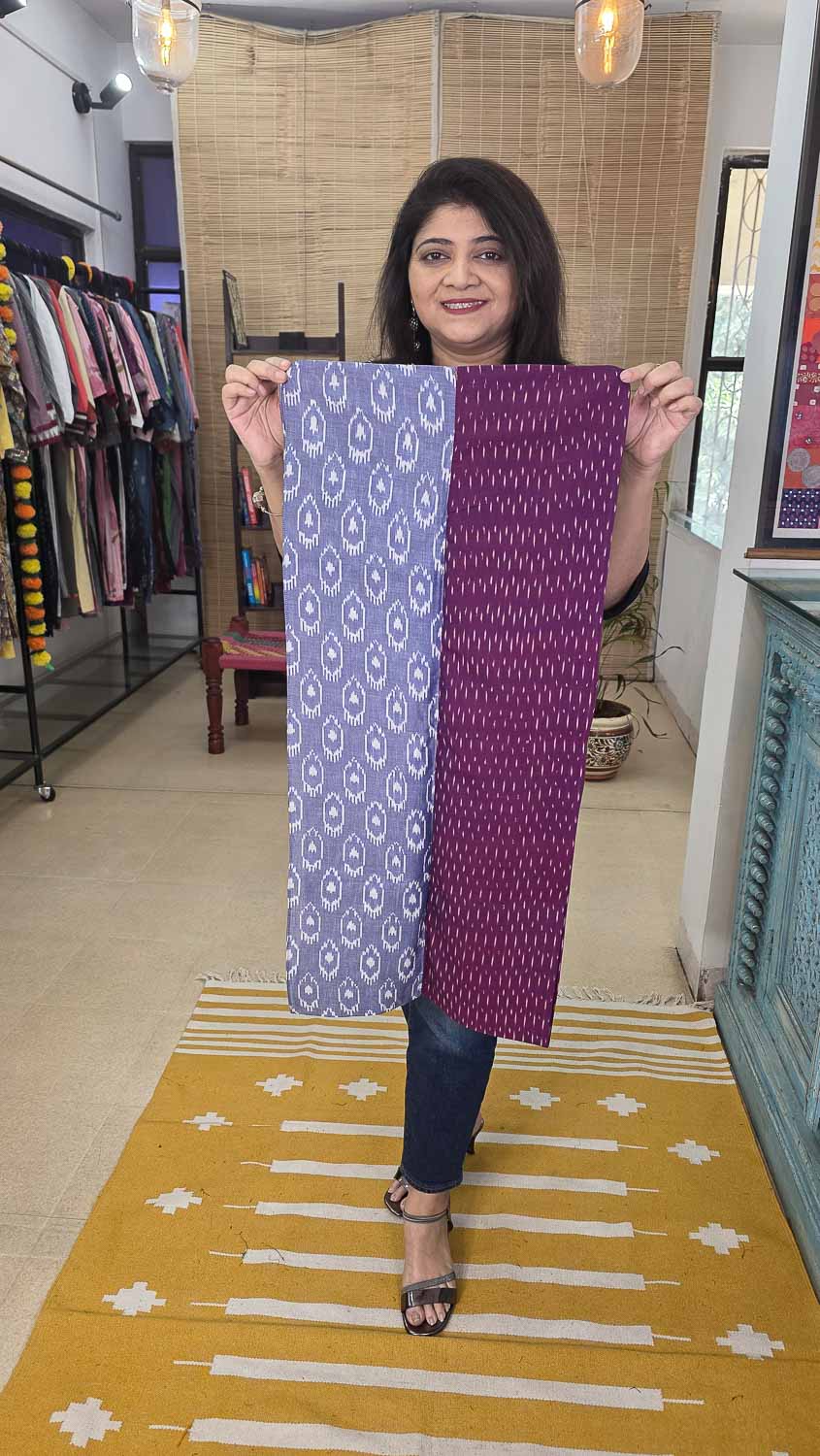 Purple Ready to wear Scarves in silk Ikkat