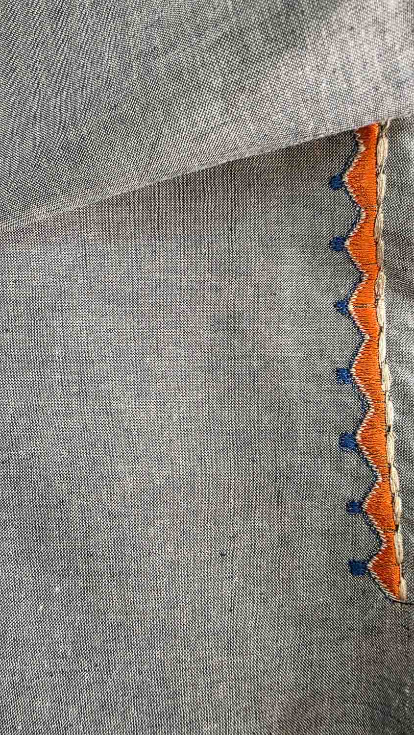 Patterned kurta fabric with applique work