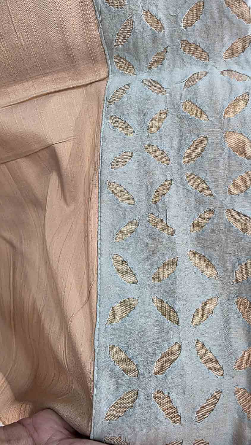 Cream Cotton Silk Hand embroidered + applique