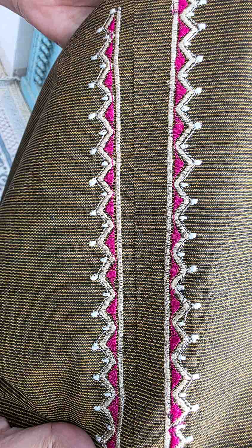 Brown pure cotton with machine embroidery