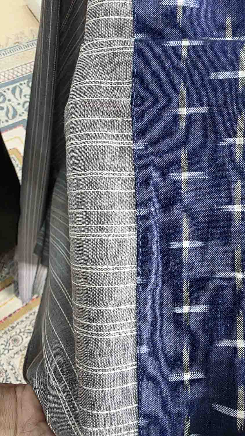 Gray lined with ikkat Patterned kurta fabric