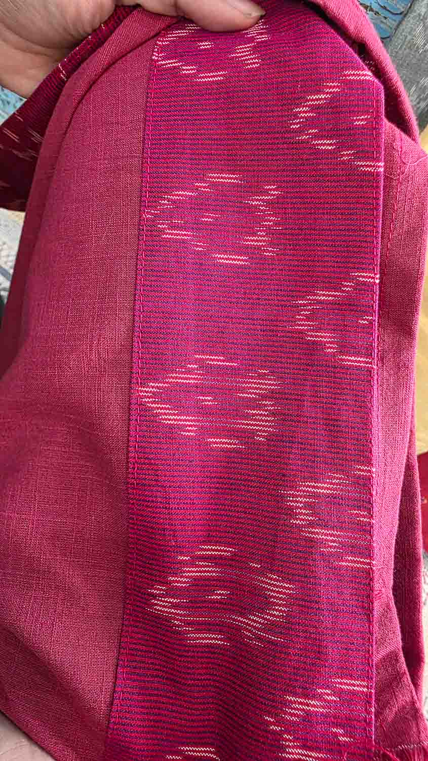 Magenta/Pink Ikkat & banjara patterned kurta fabric