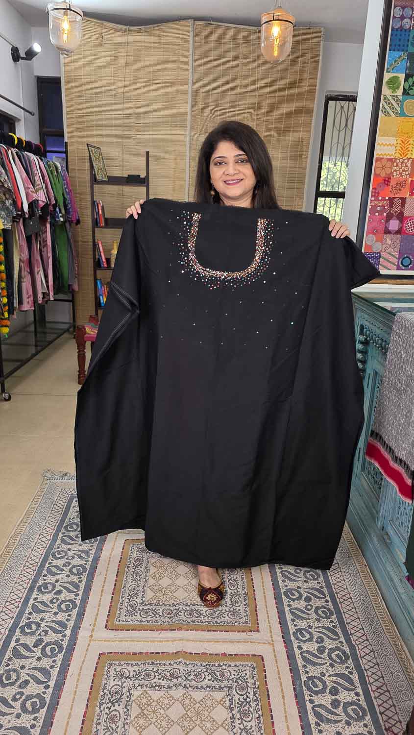 Black Cotton Silk Hand embroidered kurta fabric for women – Rush Me Fashions Pune
