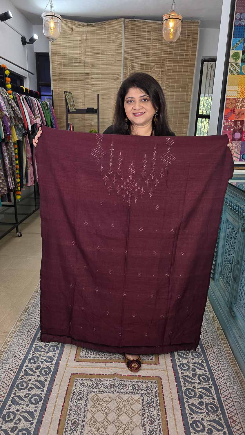 Maroon Dana work / Tangalia kurta fabric