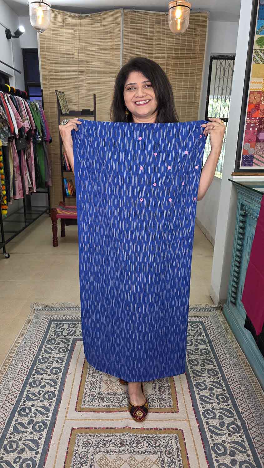 Sky blue ikkat with hand work