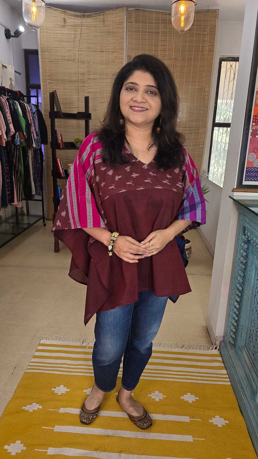 Designer short kaftan brown