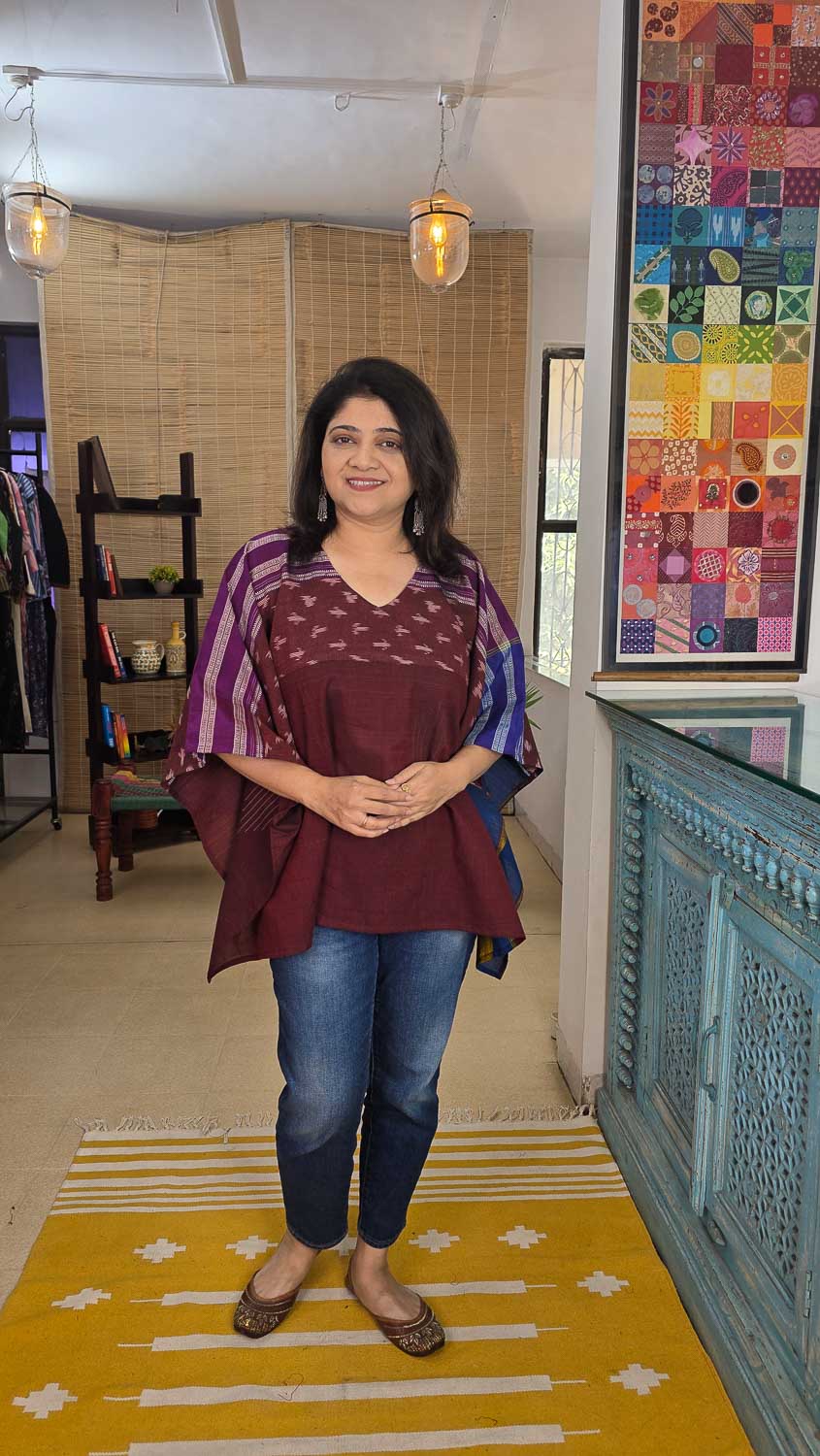 Designer short kaftan Brown blue