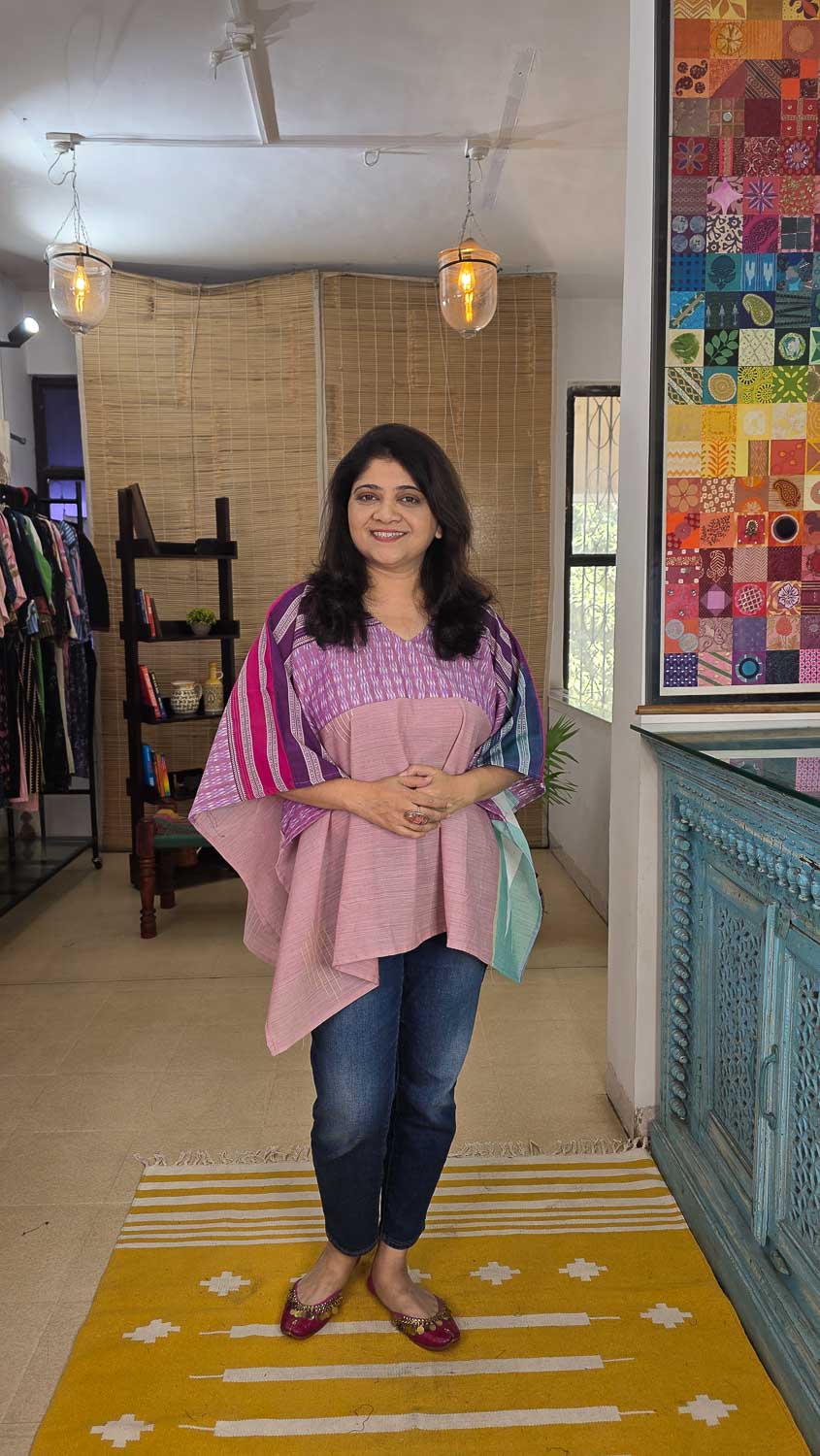 Designer short kaftan pink purple green