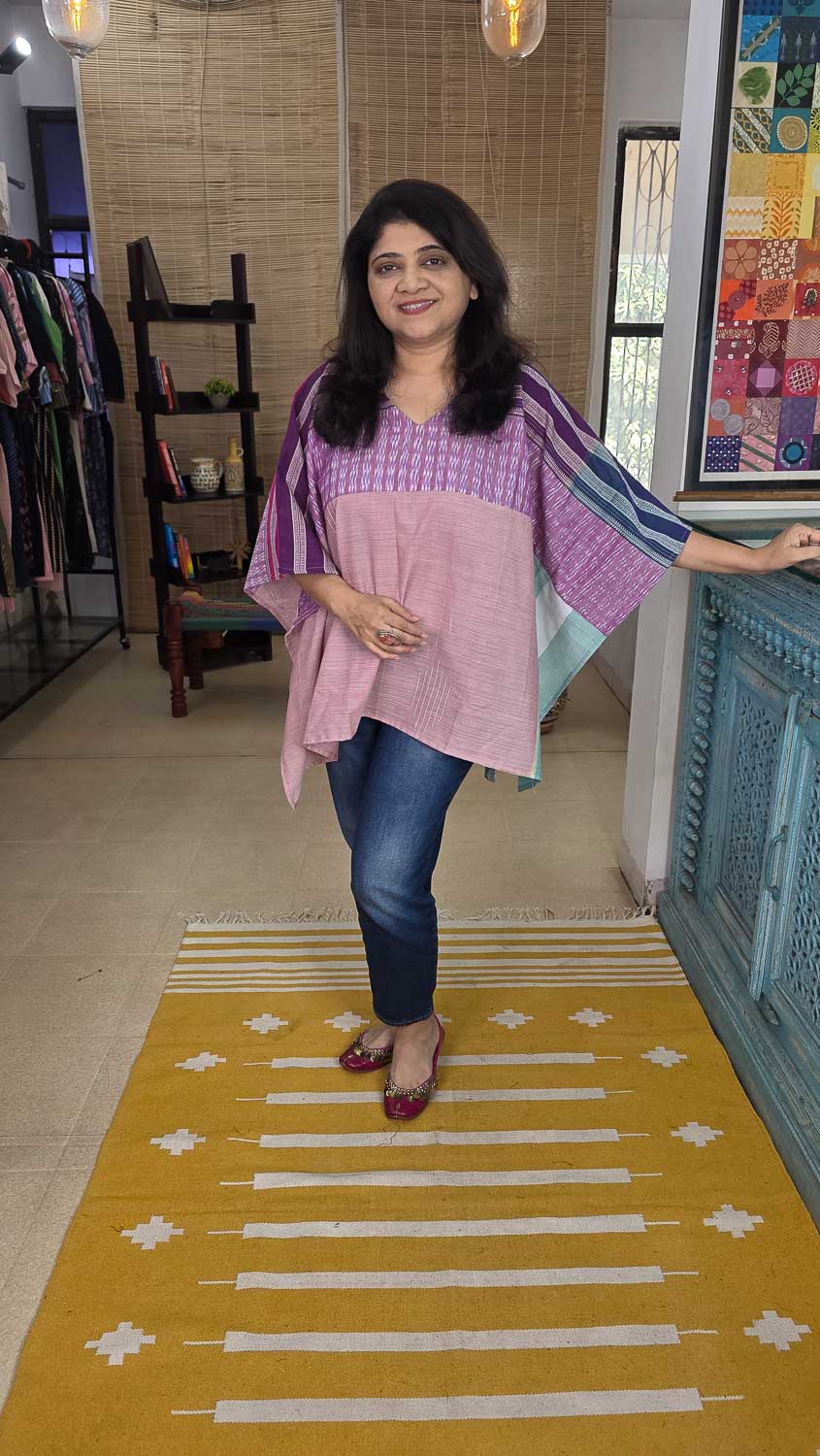 Designer short kaftan pink purple green