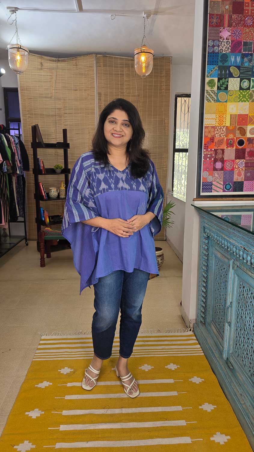 Designer short kaftan Blue with blue