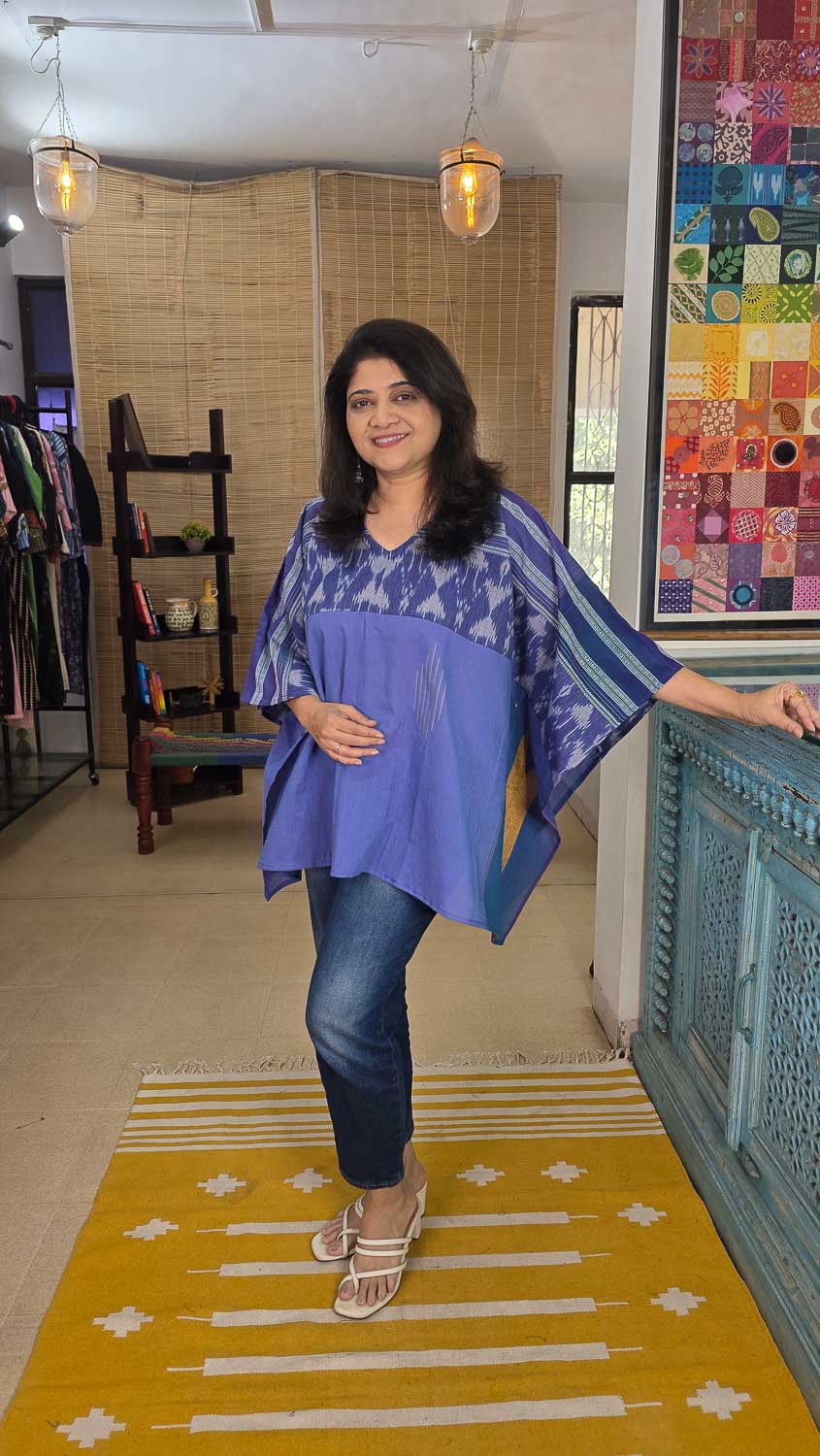 Designer short kaftan Blue with blue