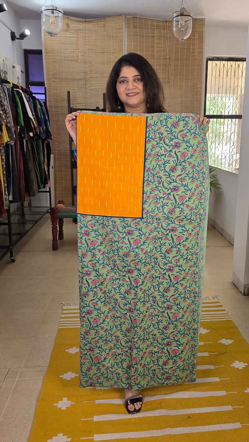 Handwoven Ikkat Soft Cotton Kurta Fabric Unstitched in Green — Rush Me Fashions