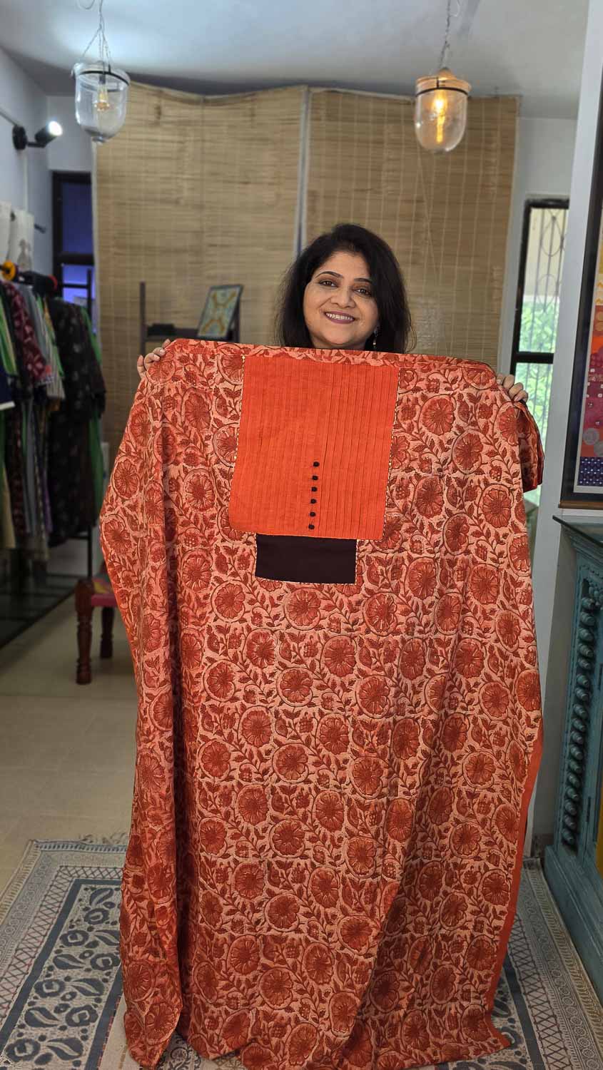 Vanaspati hand block printed pintuks