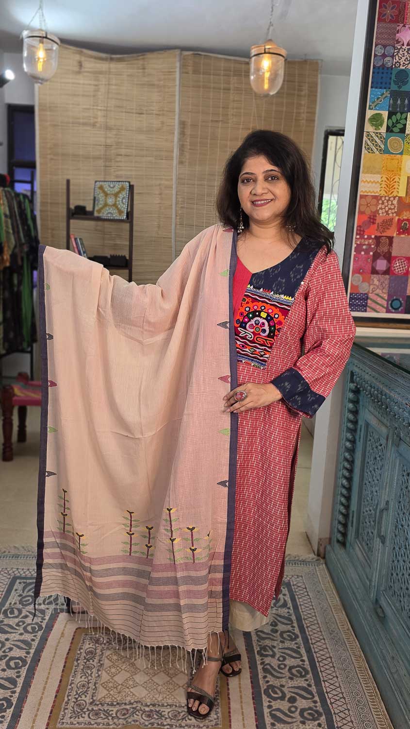 Handcrafted Ikkat Jamdani Hand embroidery